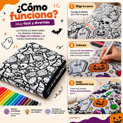 Manta Coloreable Reutilizable de Halloween
