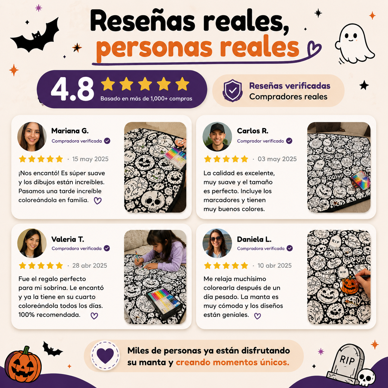 Manta Coloreable Reutilizable de Halloween